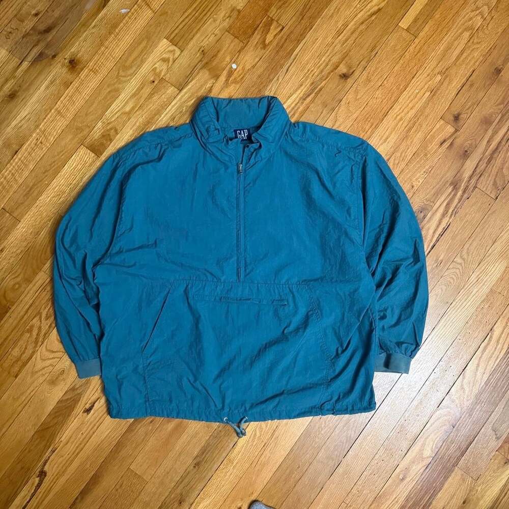 Vintage GAP Half Zip Teal Nylon Windbreaker Pullover